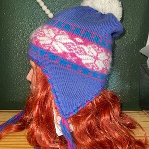 Top notch knits wool winter hat pink purple with puff